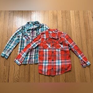 Tea Collection Plaid Kids Shirts - Red and Teal